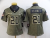 Women's Dallas Cowboys #21 Ezekiel Elliott 2021 Olive Salute To Service Limited Jersey