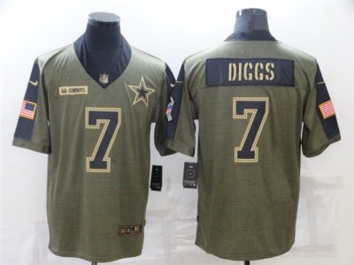 Dallas Cowboys #7 Trevon Diggs 2021 Olive Salute To Service Limited Jersey