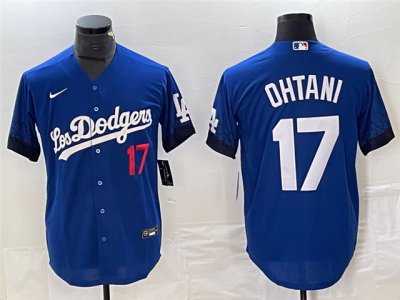 Los Angeles Dodgers #17 Shohei Ohtani Royal Blue City Connect Limited Jersey