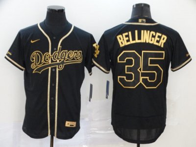Los Angeles Dodgers #35 Cody Bellinger Black Gold 2020 Nike Flex Base Jersey