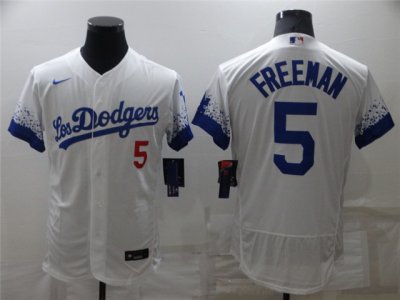 Los Angeles Dodgers #5 Freddie Freeman White 2021 City Connect Flex Base Jersey