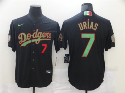 Los Angeles Dodgers #7 Julio Urias Black Mexico Flag Themed World Series Jersey