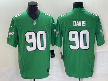 Philadelphia Eagles #90 Jordan Davis Kelly Green Vapor F.U.S.E. Limited Jersey