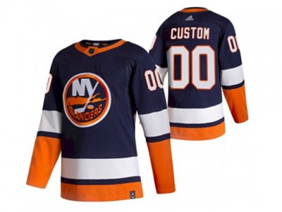 New York Islanders #00 Navy 2021 Reverse Retro Custom Jersey