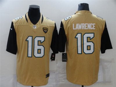 Jacksonville Jaguars #16 Trevor Lawrence Gold Color Rush Limited Jersey