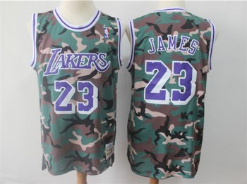 Los Angeles Lakers #23 Lebron James Camo Hardwood Classic Jersey