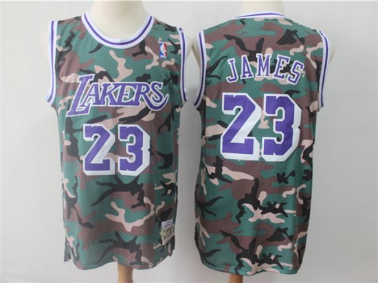 Los Angeles Lakers #23 Lebron James Camo Hardwood Classic Jersey