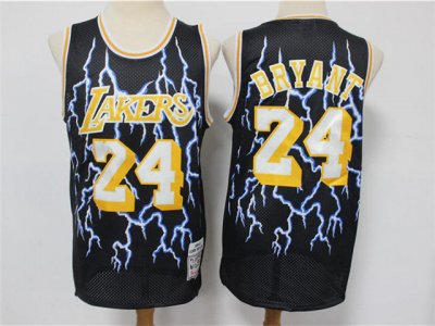 Los Angeles Lakers #24 Kobe Bryant Black Lighting Hardwood Classics Jersey