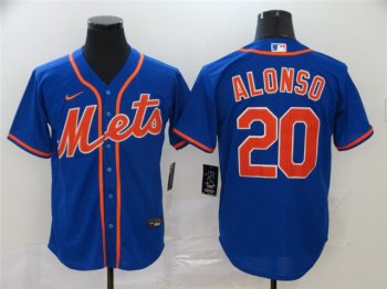 New York Mets #20 Pete Alonso Royal Orange Cool Base Jersey