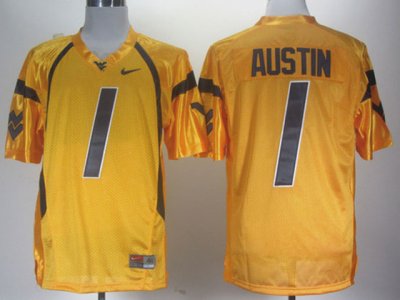 NCAA West Virginia Mountaineers #1 Tavon Austin Yellow Jersey