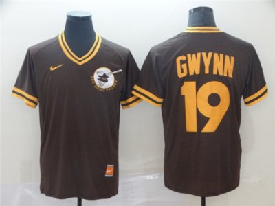 San Diego Padres #19 Tony Gwynn Cooperstown Throwback Brown Jersey