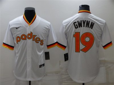 San Diego Padres #19 Tony Gwynn Vintage White Jersey
