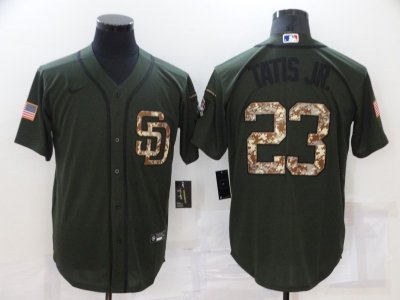 San Diego Padres #23 Fernando Tatis Jr. Olive Camo Cool Base Jersey