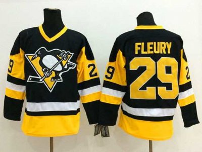 Pittsburgh Penguins #29 Marc-Andre Fleury 1992 Vintage CCM Black/Gold Jersey