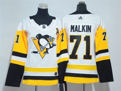 Women's Youth Pittsburgh Penguins #71 Evgeni Malkin White Jersey