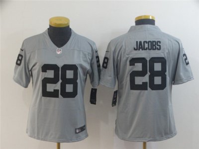 Women's Las Vegas Raiders #28 Josh Jacobs Gray Inverted Limited Jersey