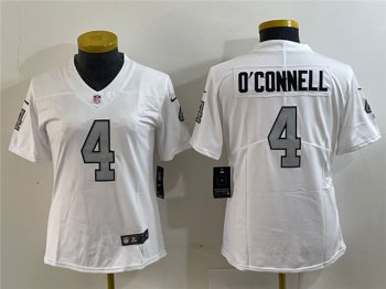 Womens Las Vegas Raiders #4 Aidan O'Connell White Color Rush Limited Jersey