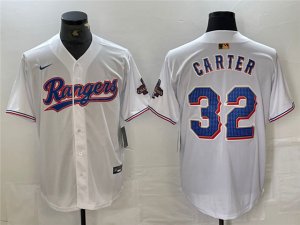 Texas Rangers #32 Evan Carter White 2024 Gold Collection Limited Jersey