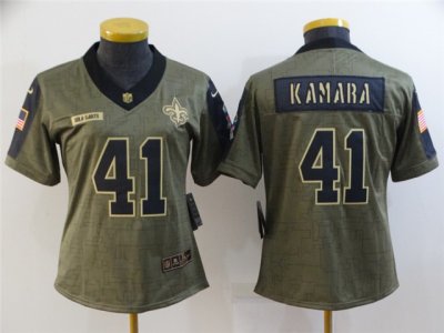 Women's New Orleans Saints #41 Alvin Kamara 2021 Olive Salute To Service Limited Jersey