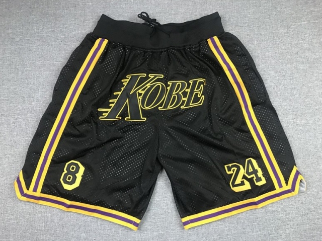 Los Angeles Lakers Just Don Kobe 8/24 Black Basketball Shorts - Click Image to Close