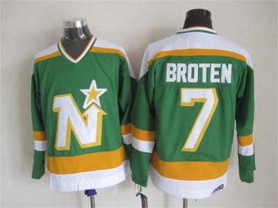 Minnesota North Stars #7 Neal Broten 1980's CCM Vintage Green Jersey
