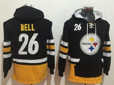 Pittsburgh Steelers #26 Le'veon Bell Black Pocket Pullover Hoodie Jersey