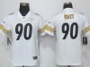 Women's Pittsburgh Steelers #90 T.J. Watt White Vapor Limited Jersey