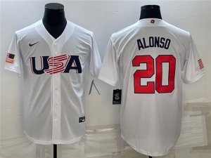 USA #20 Pete Alonso White 2023 World Baseball Classic Jersey