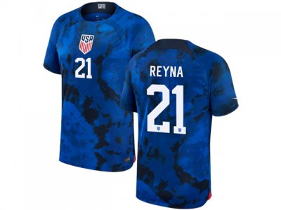 National USA #21 REYNA Away Blue 2022/23 Soccer Jersey