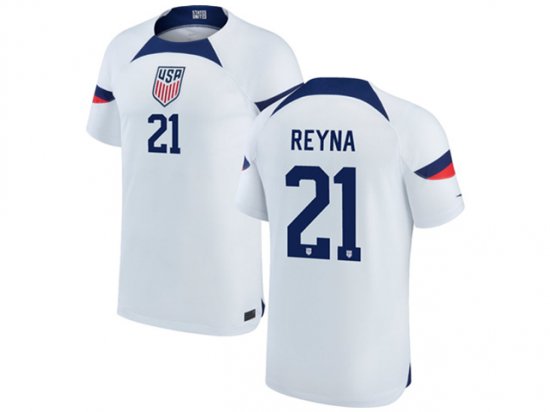 National USA #21 REYNA Home White 2022/23 Soccer Jersey