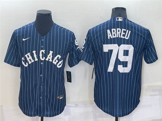 Chicago White Sox #79 Jose Abreu Blue Pinstripe Cool Base Jersey