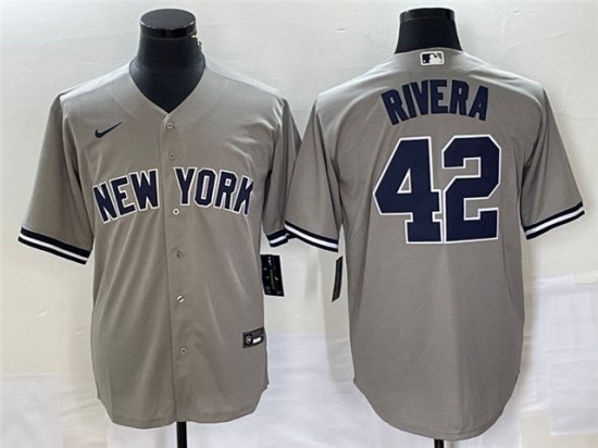 New York Yankees #42 Mariano Rivera Gray Cool Base Jersey