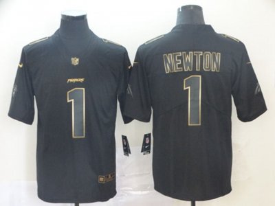 Carolina Panthers #1 Cam Newton Black Gold Vapor Limited Jersey