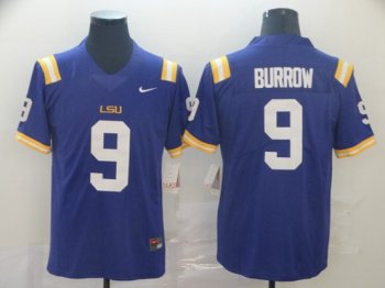 NCAA LSU Tigers #9 Joe Burrow Purple College Football Jersey