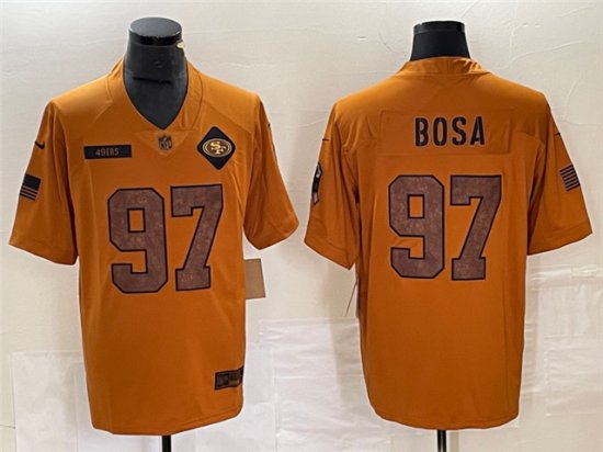 San Francisco 49ers #97 Nick Bosa 2023 Brown Salute To Service Limited Jersey