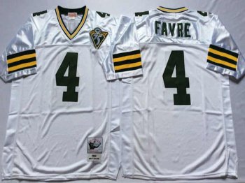 Green Bay Packers #4 Brett Favre Throwback White Jersey