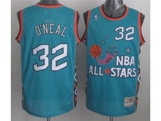 1996 NBA All-Star Game Eastern Conference #32 Shaquille O'Neal Teal Hardwood Classic Jersey