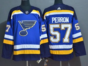 St. Louis Blues #57 David Perron Home Blue Jersey