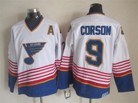 St. Louis Blues #9 Shayne Corson 1995 CCM Vintage White Jersey