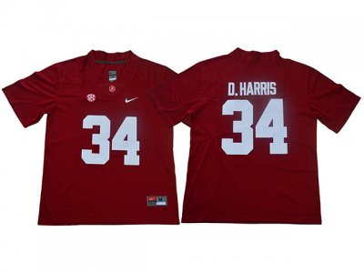 NCAA Alabama Crimson Tide #34 Damien Harris Red College Football Jersey