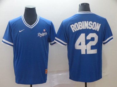 Los Angeles Dodgers #42 Jackie Robinson Blue Cooperstown Collection Legend V Neck Jersey