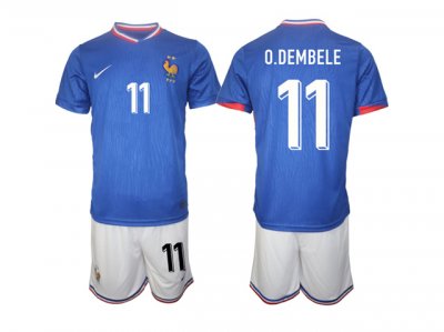 National France #11 Dembele Home Blue 2024/25 Soccer Jersey