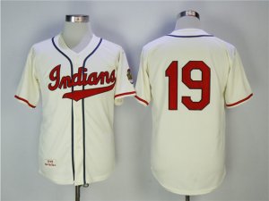 Cleveland Indians #19 Bob Feller 1948 Throwback Cream Jersey