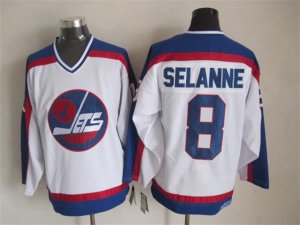 Winnipeg Jets #8 Teemu Selanne 1989 CCM Vintage White Jersey