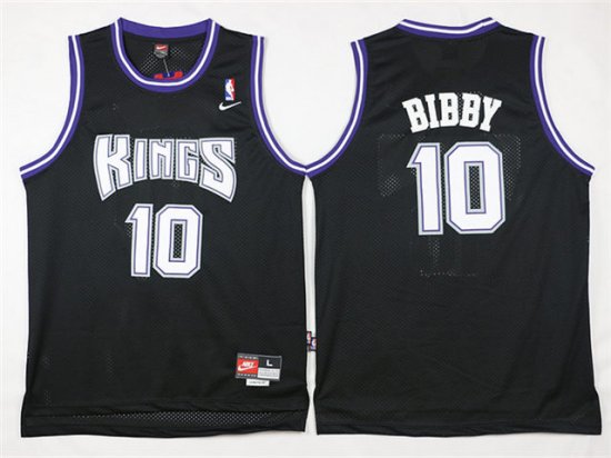 Sacramento Kings #10 Mike Bibby Throwback Black Jersey