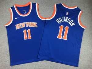 Youth New York Knicks #11 Jalen Brunson Blue Swingman Jersey