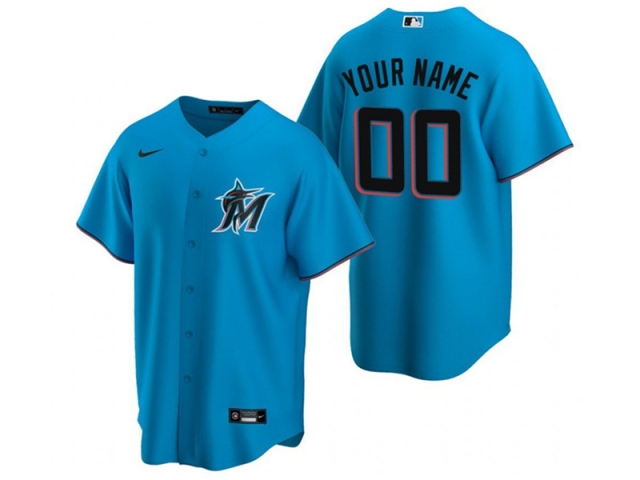 Miami Marlins Custom #00 Light Blue Cool Base Jersey - Click Image to Close