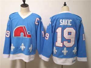 Quebec Nordiques #19 Joe Sakic CCM Vintage Light Blue Jersey
