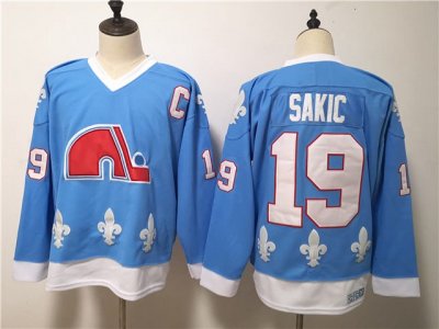 Quebec Nordiques #19 Joe Sakic CCM Vintage Light Blue Jersey