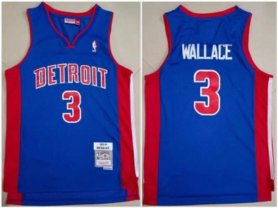 Detroit Pistons #3 Ben Wallace Blue 2003-04 Hardwood Classics Jersey